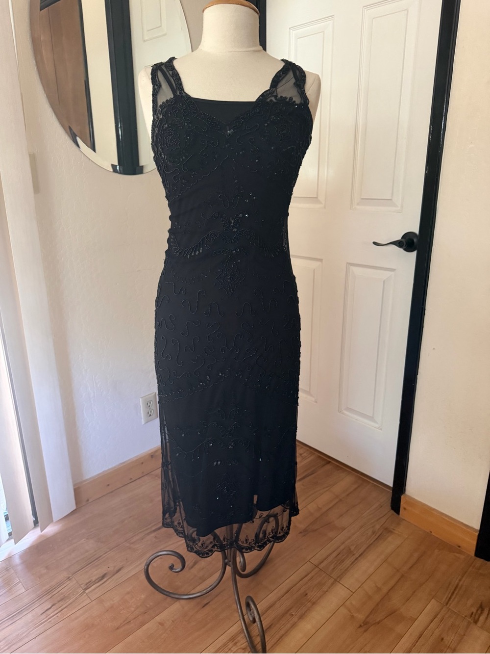 Scala Black Beaded Midi Dress